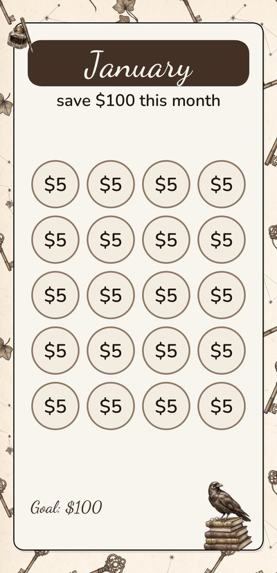 Dark Academia January savings card